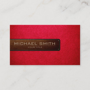 Professional Red Leather Look Business Card