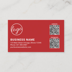 Professional Red Logo QR Code Modern Business Card
