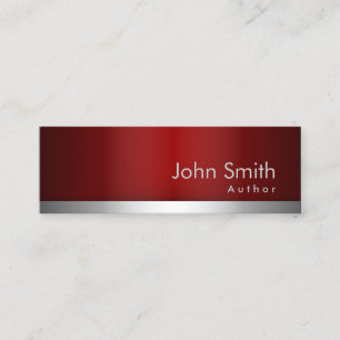 professional Red Metal Author Business Card