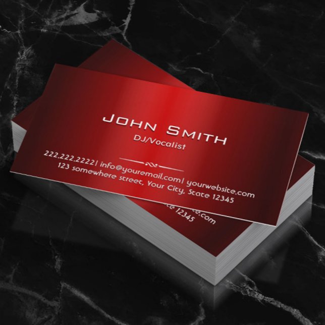 Professional Red Metal DJ Music Business Card (Creator Uploaded)