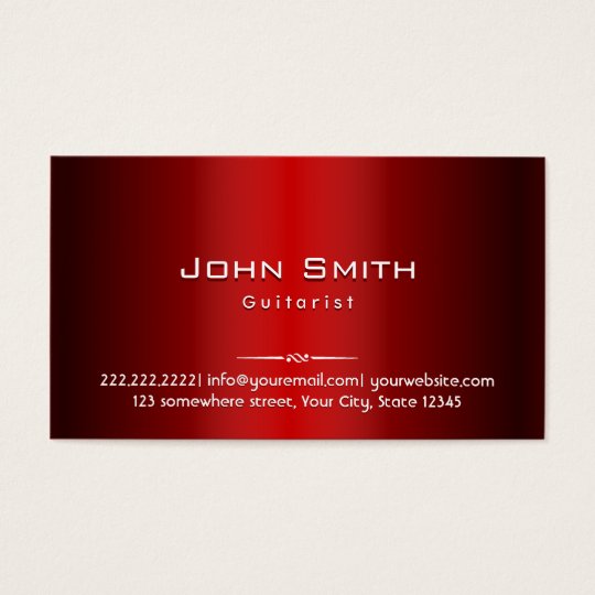 Professional Red Metal Guitarist Business Card
