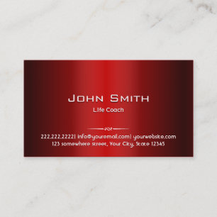 Professional Red Metal Life Coach Business Card