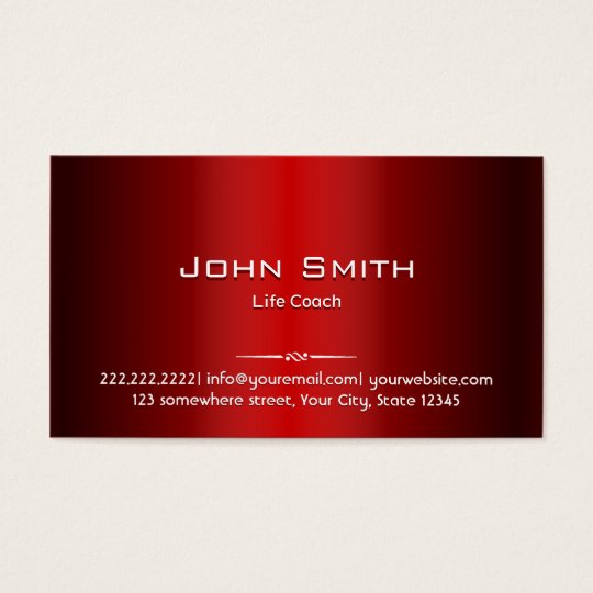 Professional Red Metal Life Coach Business Card