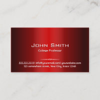 Professional Red Metal Professor Business Card