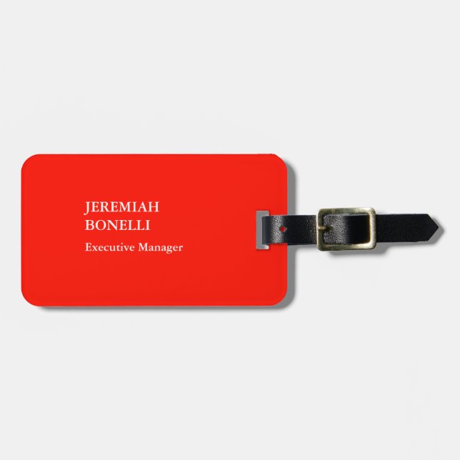 Professional red minimalist modern luggage tag (Front Horizontal)