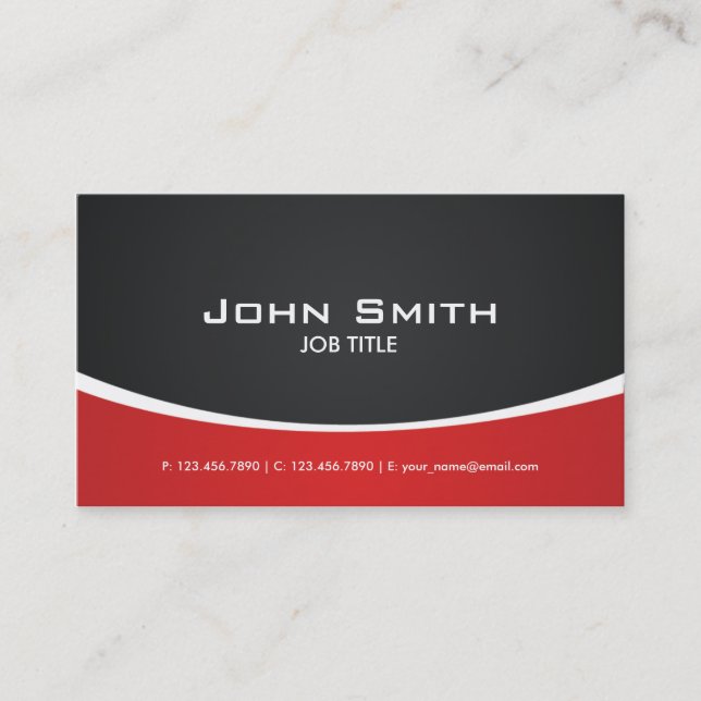 Professional Red Modern Elegant Classy Business Card (Front)