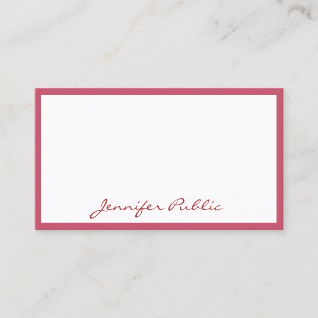 Professional Red Modern Handwritten Name Template Business Card (Front)
