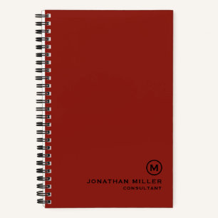 Professional Red Monogram 5.5 x 8.5 Spiral Notebook