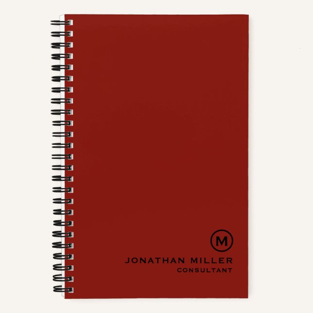 Professional Red Monogram 5.5 x 8.5 Spiral Notebook (Front)