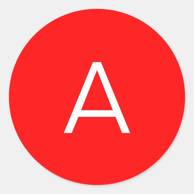 Professional red monogram initial letter classic round sticker (Front)