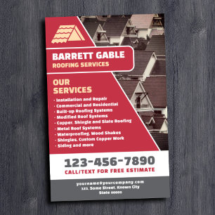 Professional Red Roofing Services Flyer