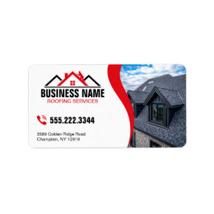 Professional Red Roofing Services Label