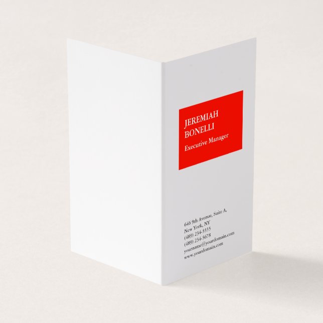 Professional red white minimalist modern business card (Outside)