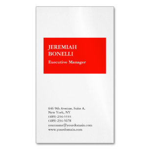 Professional red white minimalist modern 	Magnetic business card