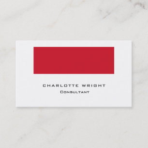 Professional Red White Modern Minimalist Trendy Business Card