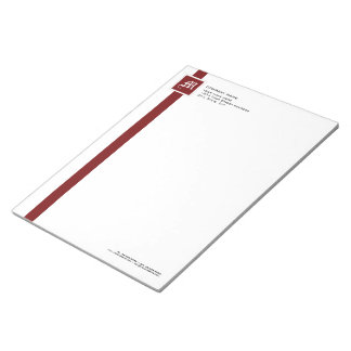 Professional Red & White Stripe Monogram 11" x 8 Notepad