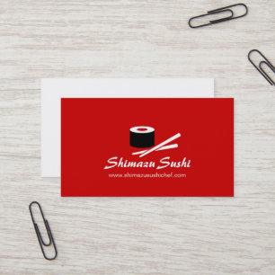 Professional red white sushi chef business card