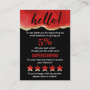 Professional Red Wine Gold Glitter Logo Discount Business Card