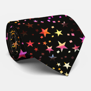 Professional Red Yellow Gold Stars Black Tie