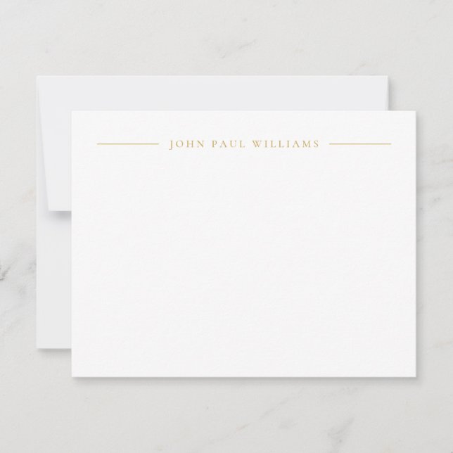 Professional Refined Modern Centre Name Faux Gold Card (Front)