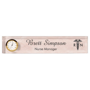 Professional Registered Nurse Elegant Pink Nameplate
