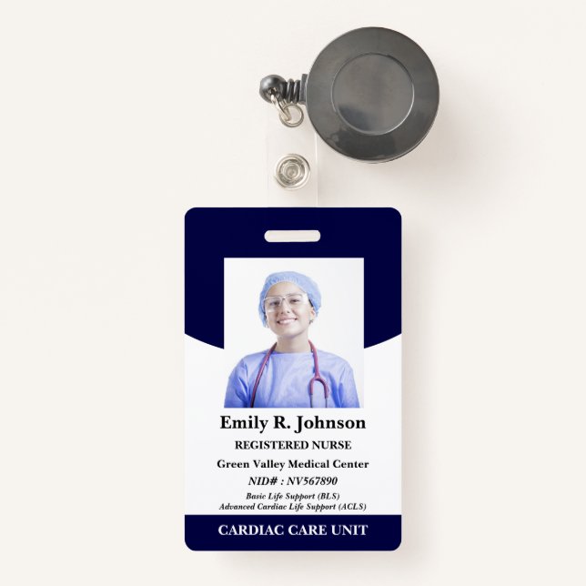 Professional Registered  Nurse ID ID Badge (Front with Retractable)