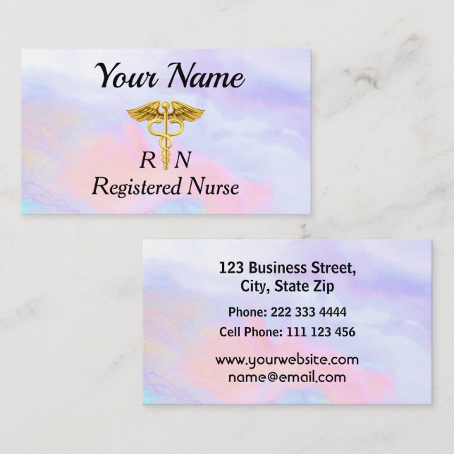 Professional Registered Nurse Opalescent Business Card (Front/Back)
