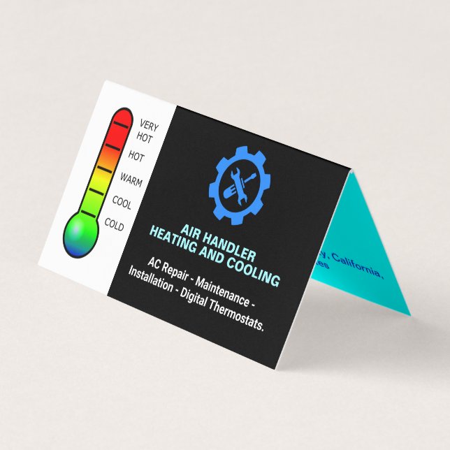 Professional Repair, Heating and Cooling HVAC  Business Card (Front)