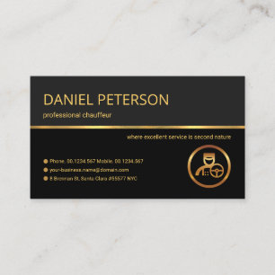 Professional Retro Gold Line Chauffeur Driver Business Card