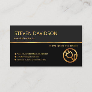 Professional Retro Gold Line Grey Shade Electrical Business Card