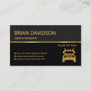 Professional Retro Gold Line Grey Shade Trucking Business Card