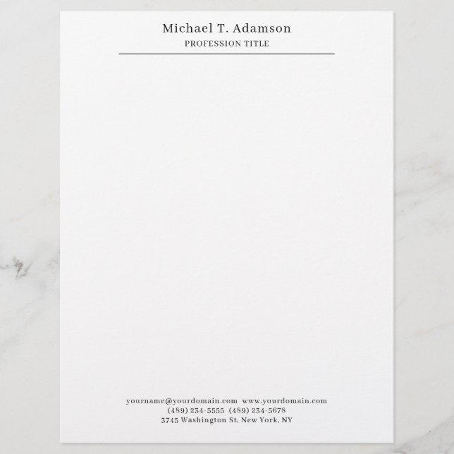 Professional Retro Style Elegant Plain Simple Custom Letterhead (Front)