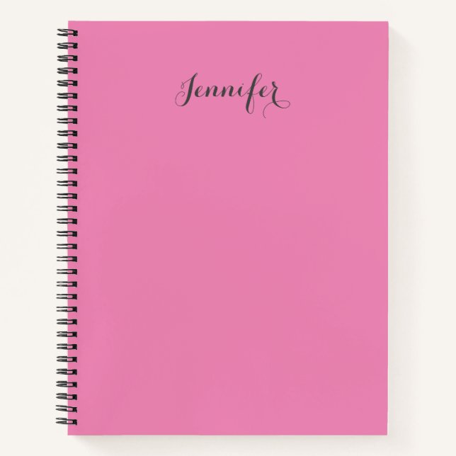 Professional retro vintage pink add your name notebook (Front)