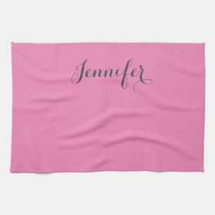 Professional retro vintage pink add your name tea towel
