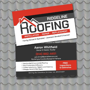 Professional Roofing Contractor - Roofer Business Card