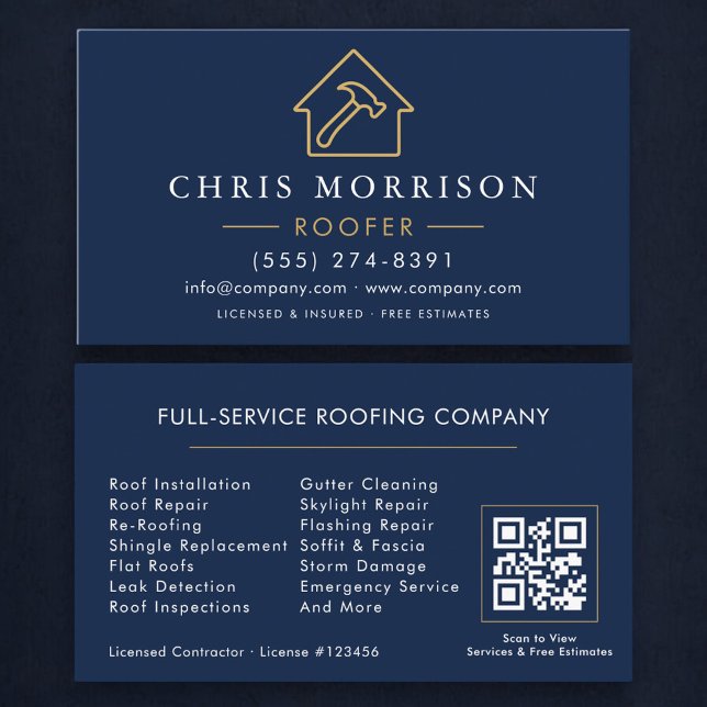 Professional Roofing Roofer QR Code Business Card (Creator Uploaded)