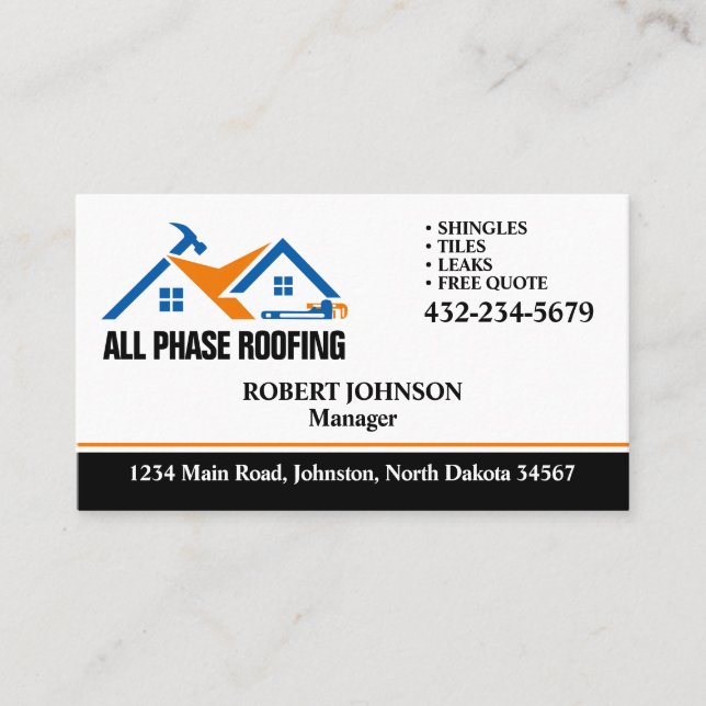 Professional Roofing Service Business Card (Front)