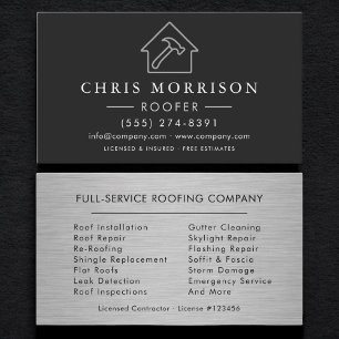 Professional Roofing Services Metallic Business Card