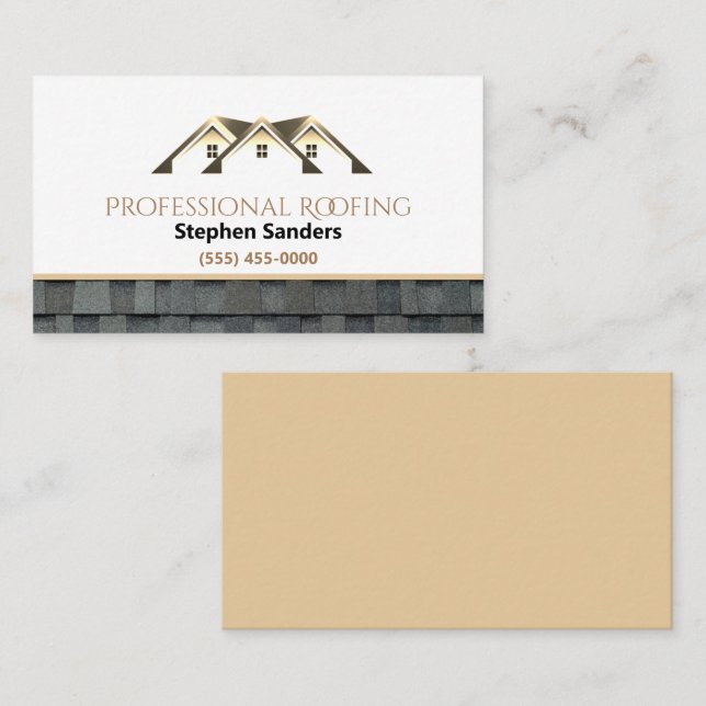 Professional Roofing Shingles Construction Business Card (Front/Back)