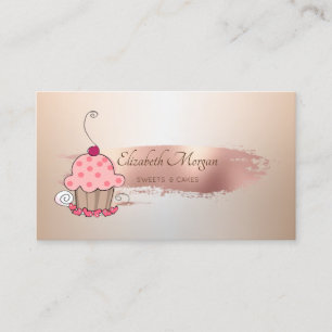 Professional Rose Gold Brush Stroke Cupcake Business Card