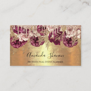 Professional Rose Gold Flowers Drip QR CODE Logo Business Card