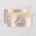 Professional Rose Gold Gold Sequins Real Estate  Business Card
