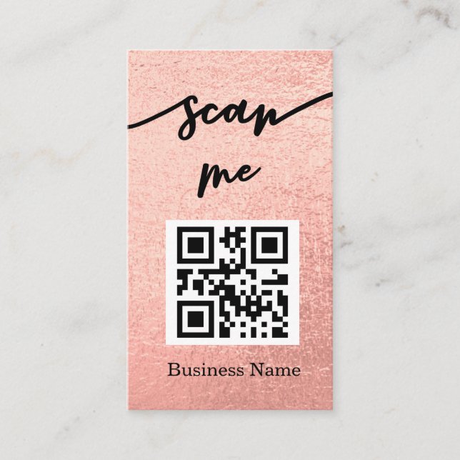 Professional Rose Gold QR Code Logo Business Card (Front)