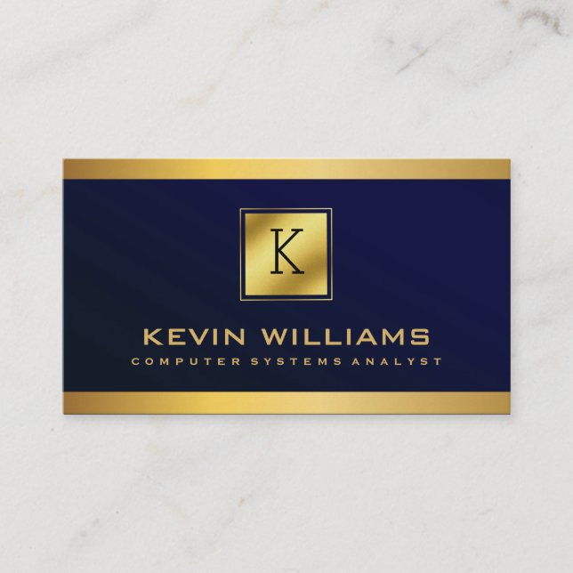 Professional Royal Blue Computer System Analyst Business Card (Front)