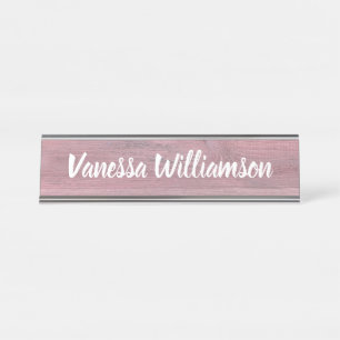 Professional Rustic Wood Look Monogram Office Desk Name Plate