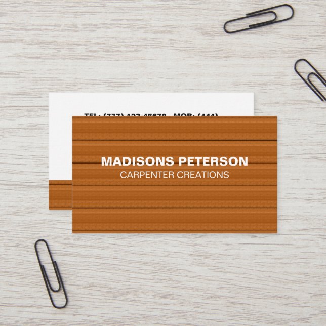 professional rustic Wooden Carpentry Construction  Business Card (Front/Back In Situ)