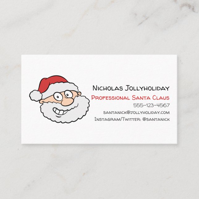 Professional Santa Claus Funny Informal Cartoon Business Card (Front)