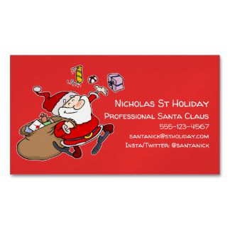 Professional Santa Claus Funny Informal Cartoon Magnetic Business Card
