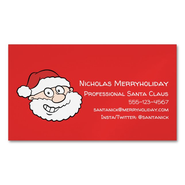 Professional Santa Claus Funny Informal Cartoon Magnetic Business Card (Front)