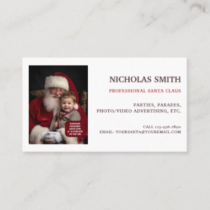 Professional Santa Claus Photo Business Card